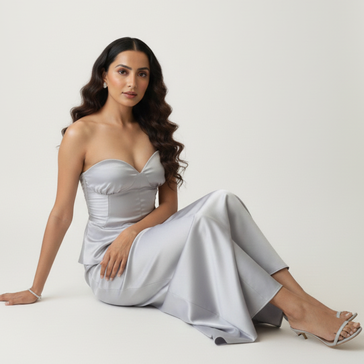 Silver Tulip Satin Set