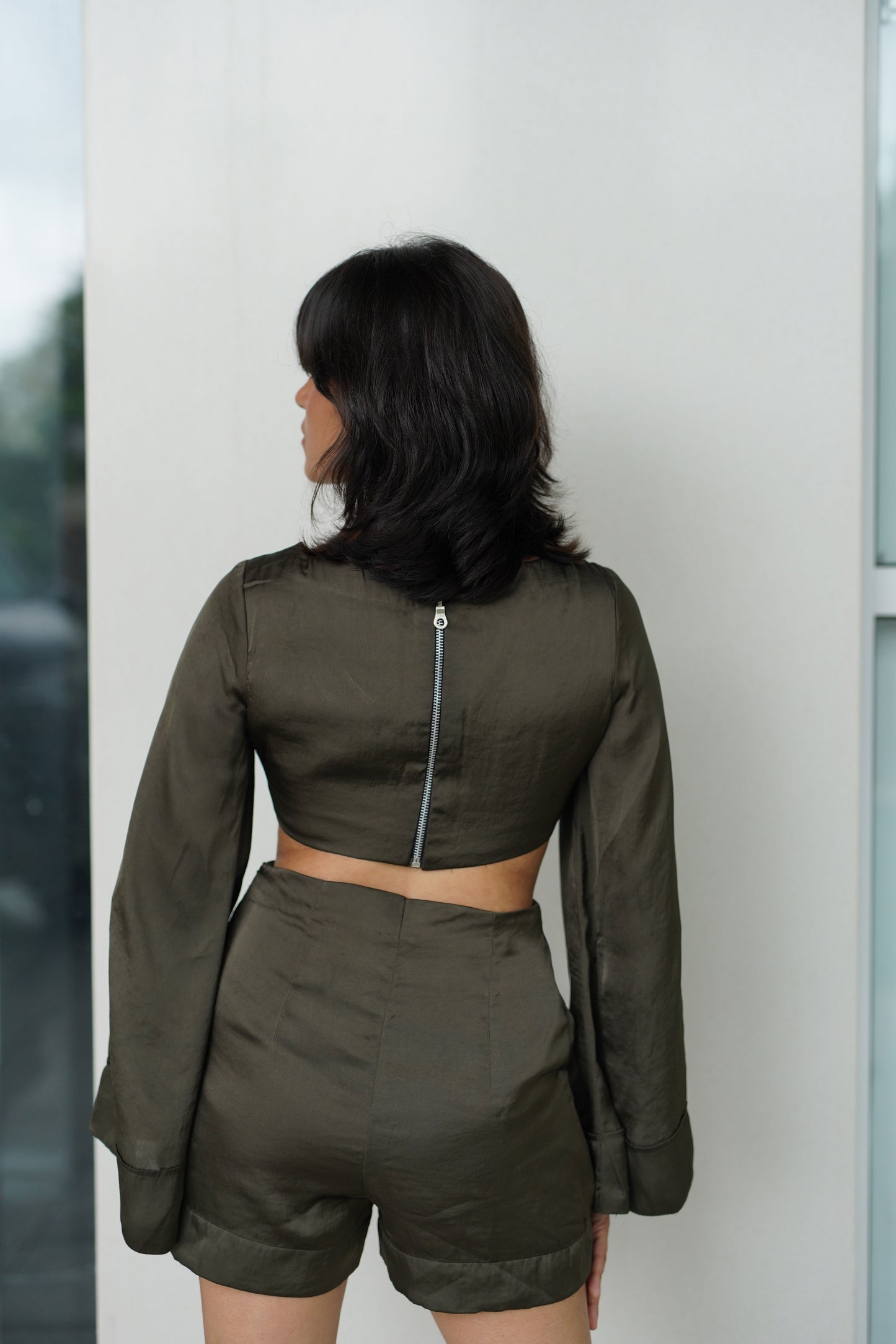 Moss Satin Romper