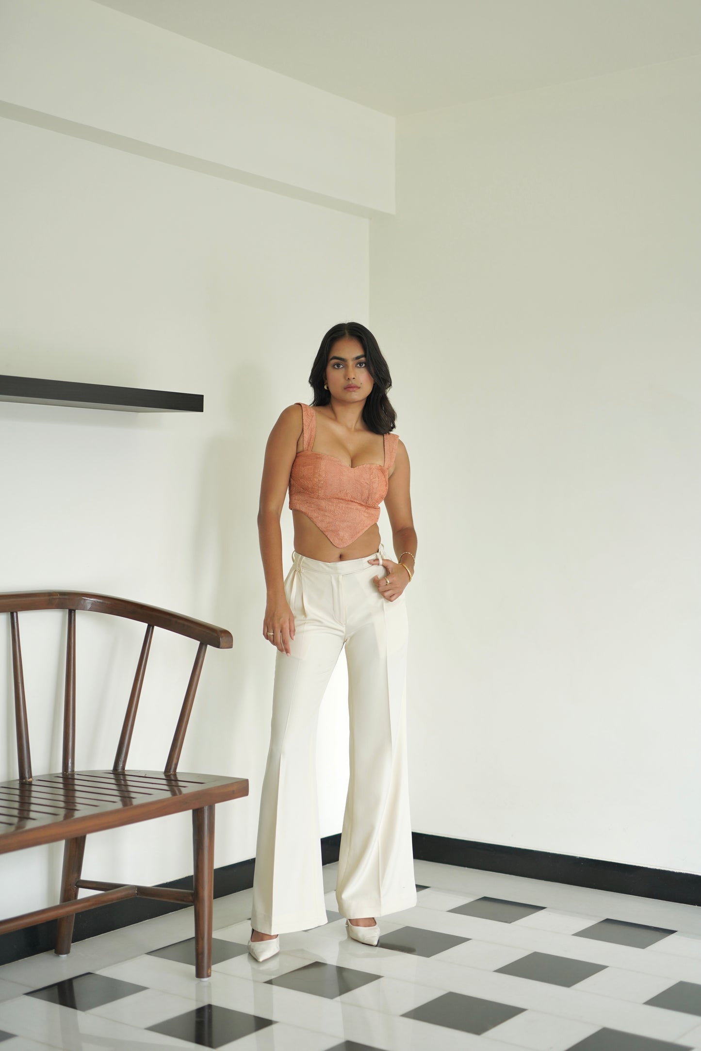 Bisque Pleated Pants