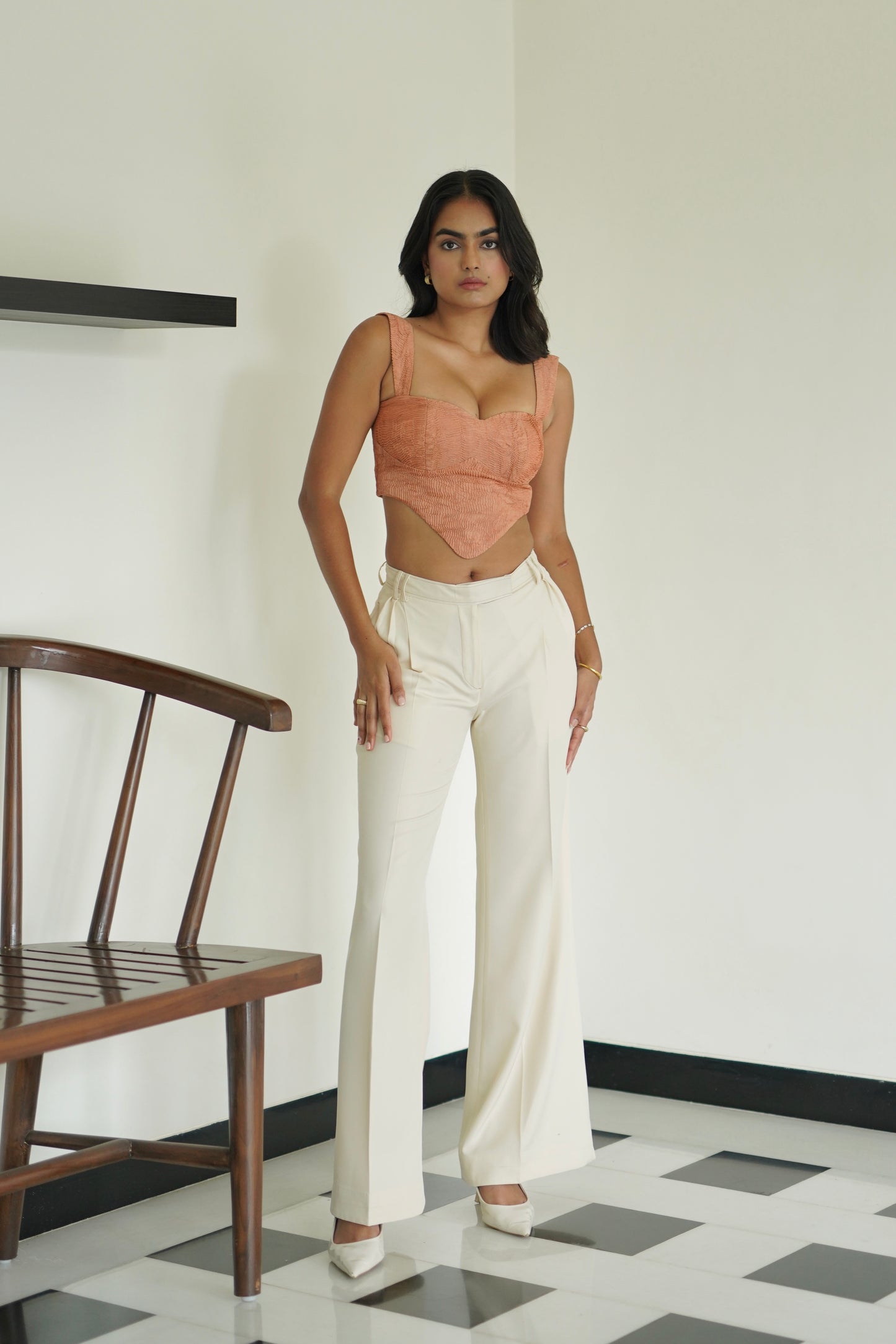 Bisque Pleated Pants