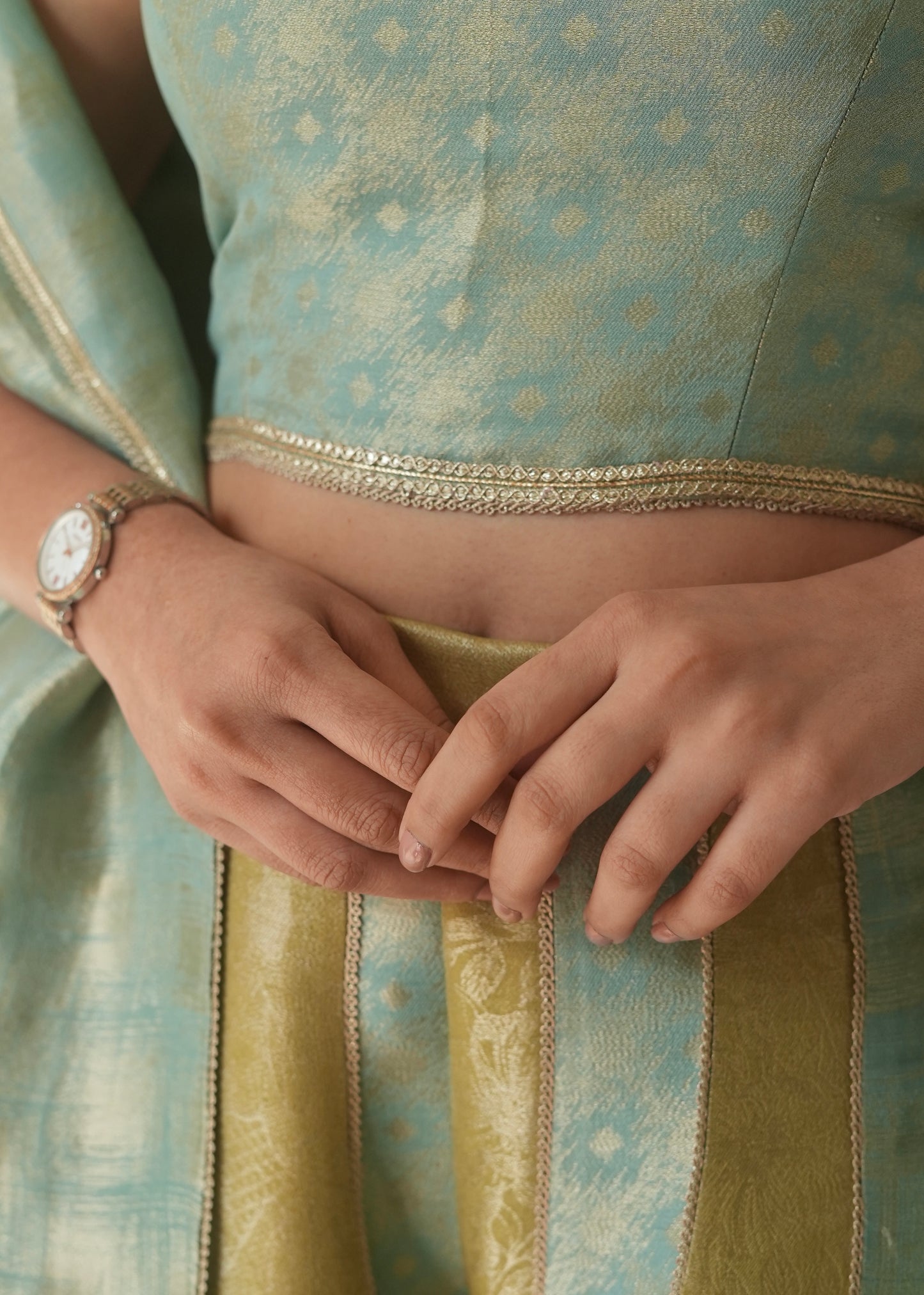 Firozi Flared Set with Dupatta