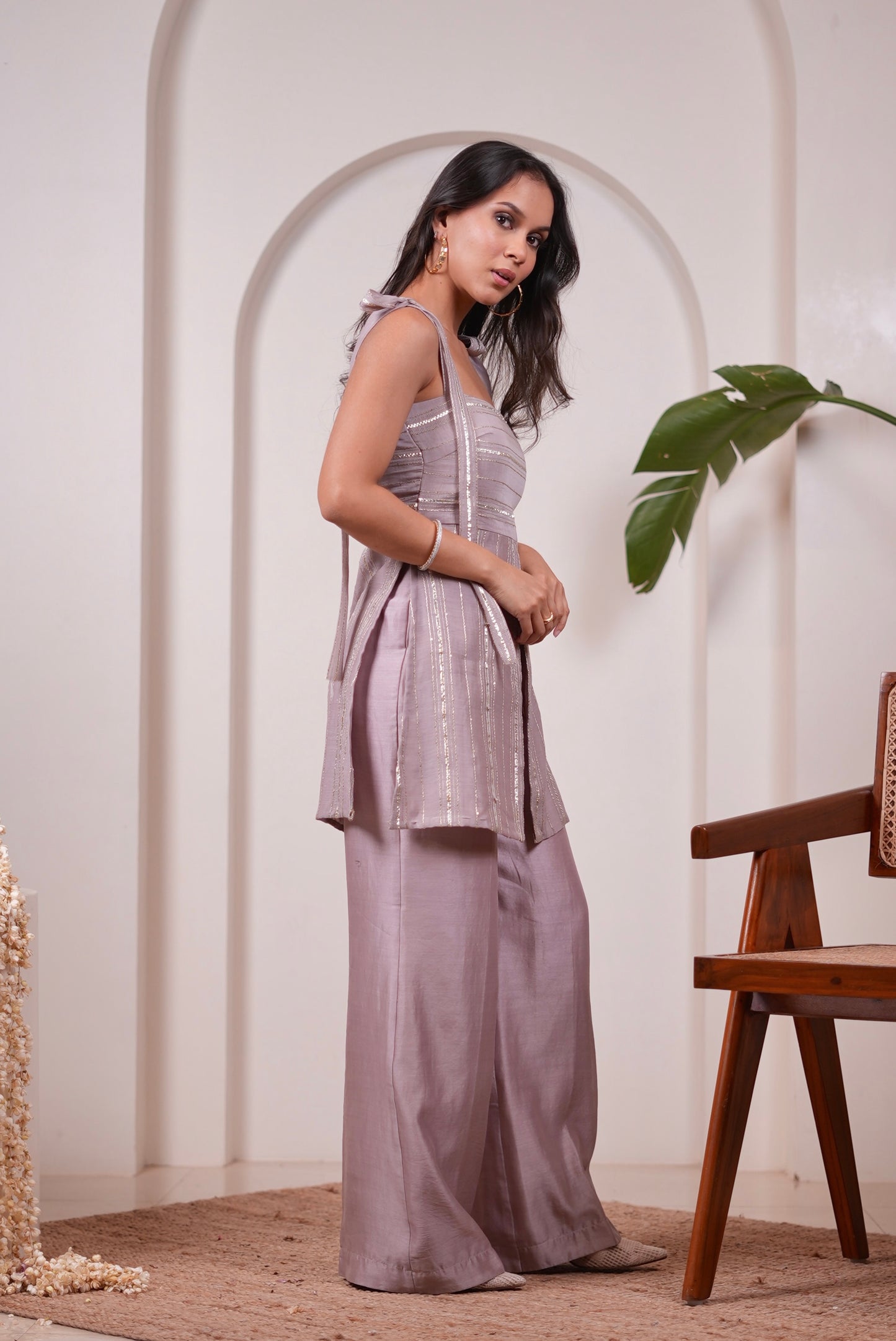 Gulzaar Grey Tie Up Set