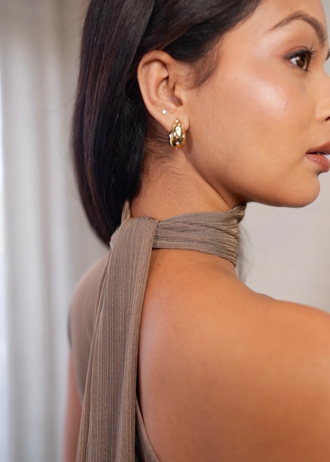 Bronze High Neck Maxi Dress