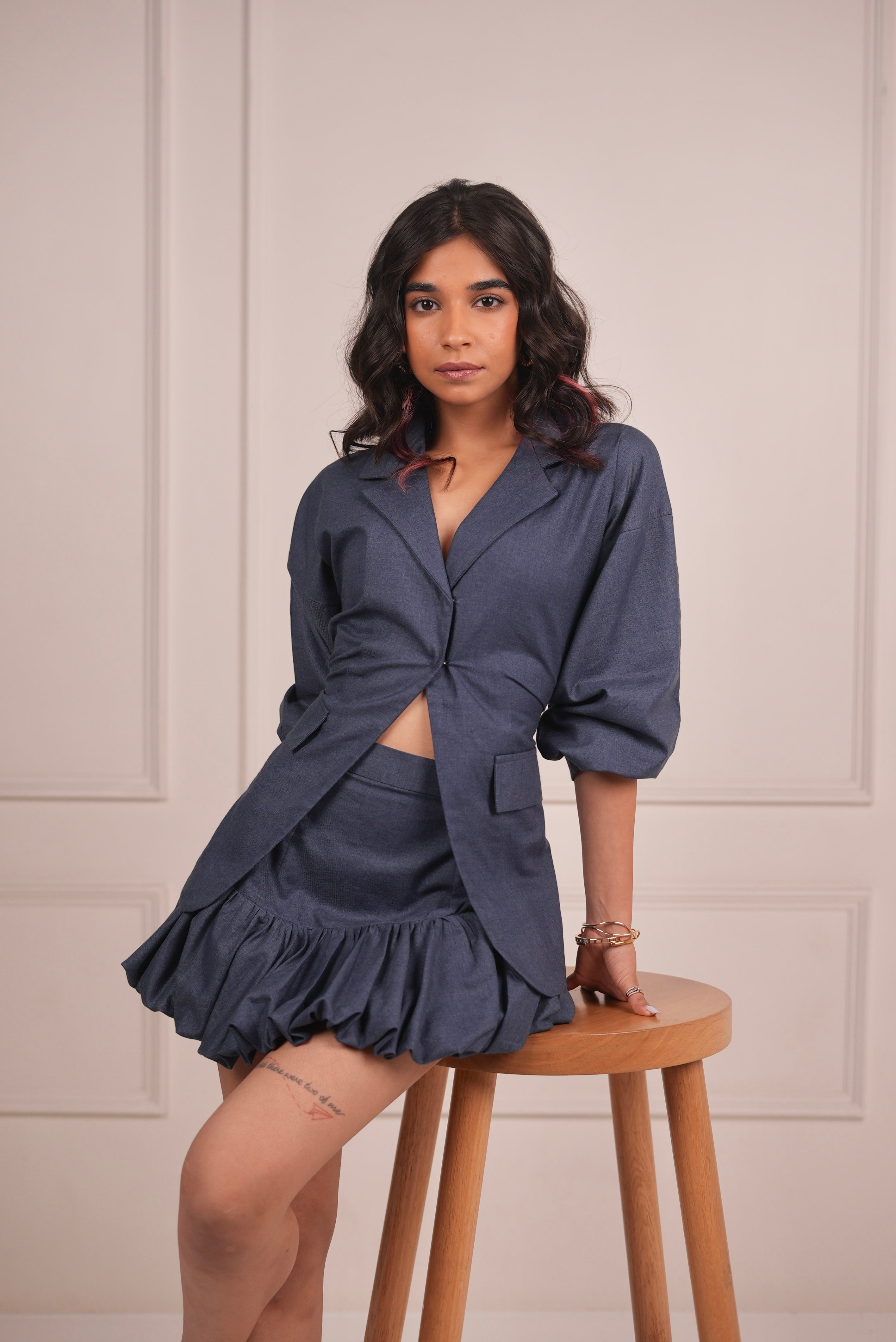 Juno Bubble Hem Mini Skirt Set