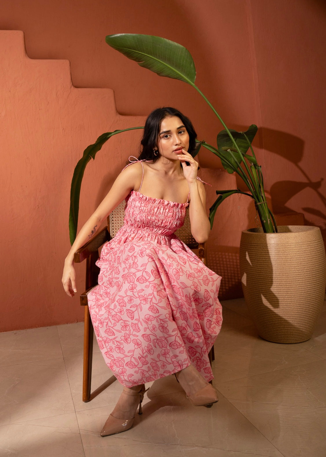 Fleur Pocketed Maxi Dress (Rose)