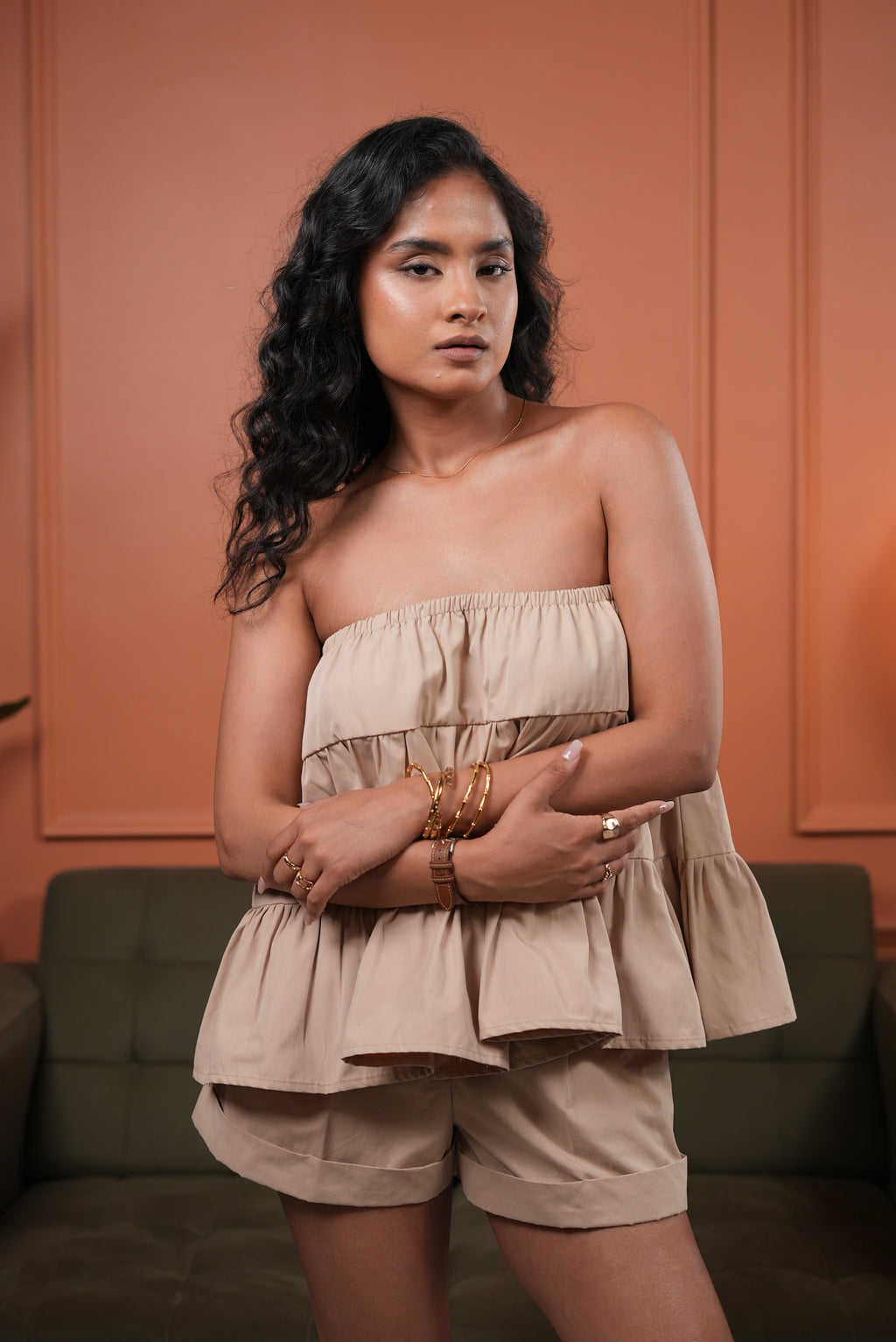 Shopper's Frill Top & Shorts Set