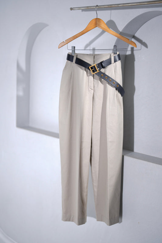 Beige Pleated Trousers