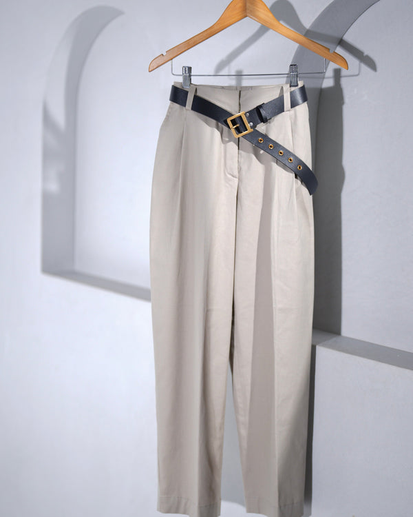 Beige Pleated Trousers
