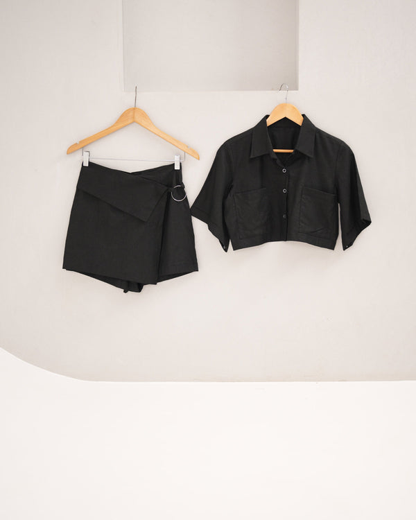 Black Linen Skort Set alternate