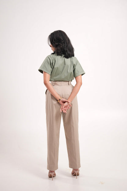 Beige Pleated Trousers