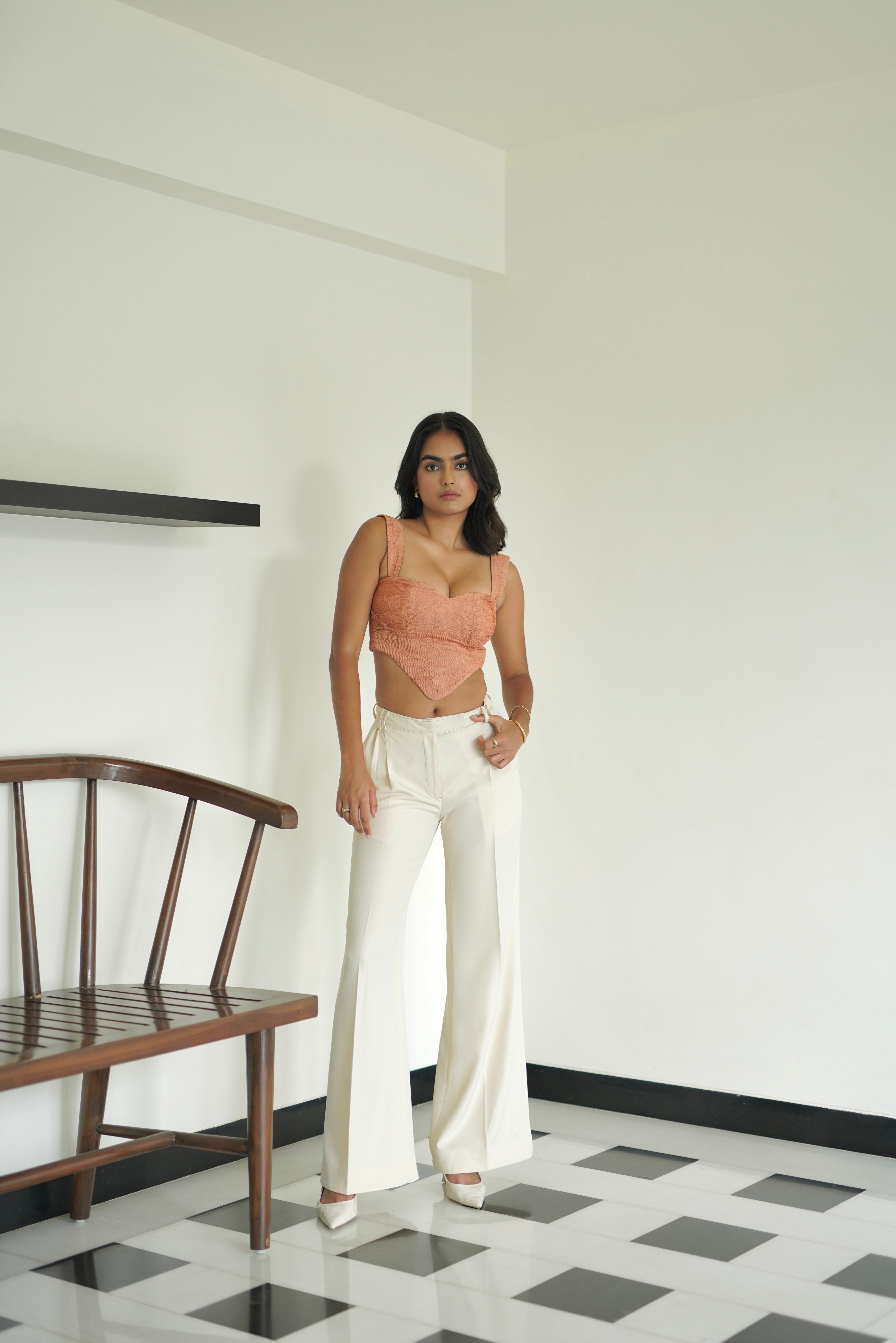 Bisque Pleated Pants