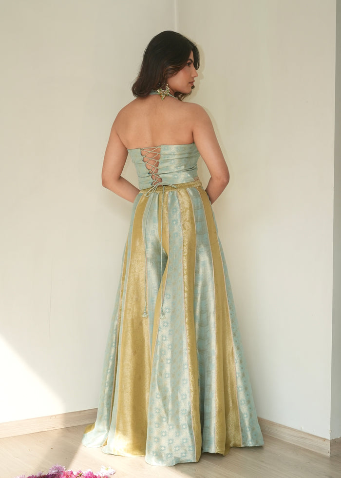 Firozi Flared Set with Dupatta