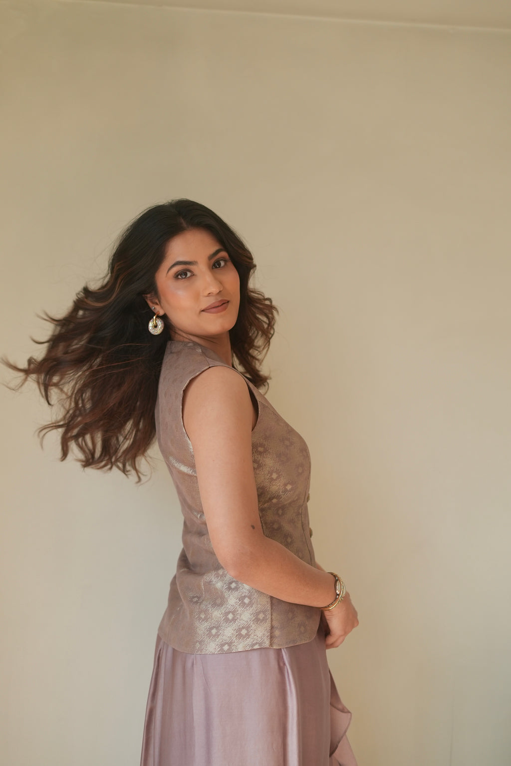 Sama Mauve Draped Skirt Set