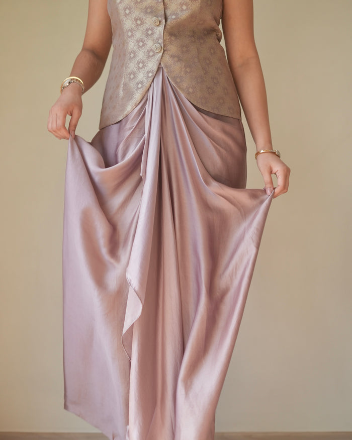 Sama Mauve Draped Skirt Set