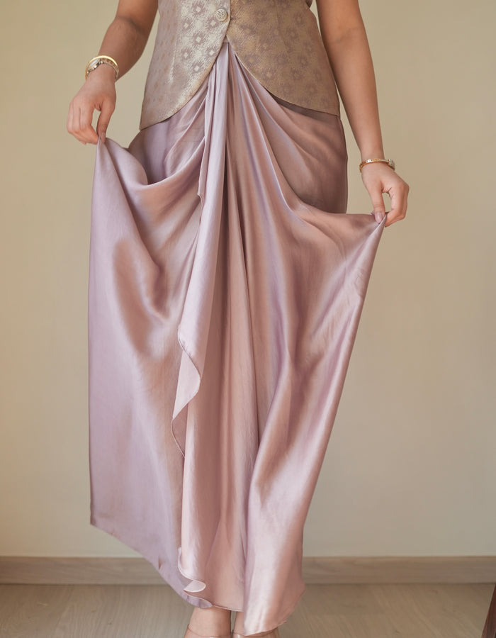 Sama Mauve Draped Skirt Set