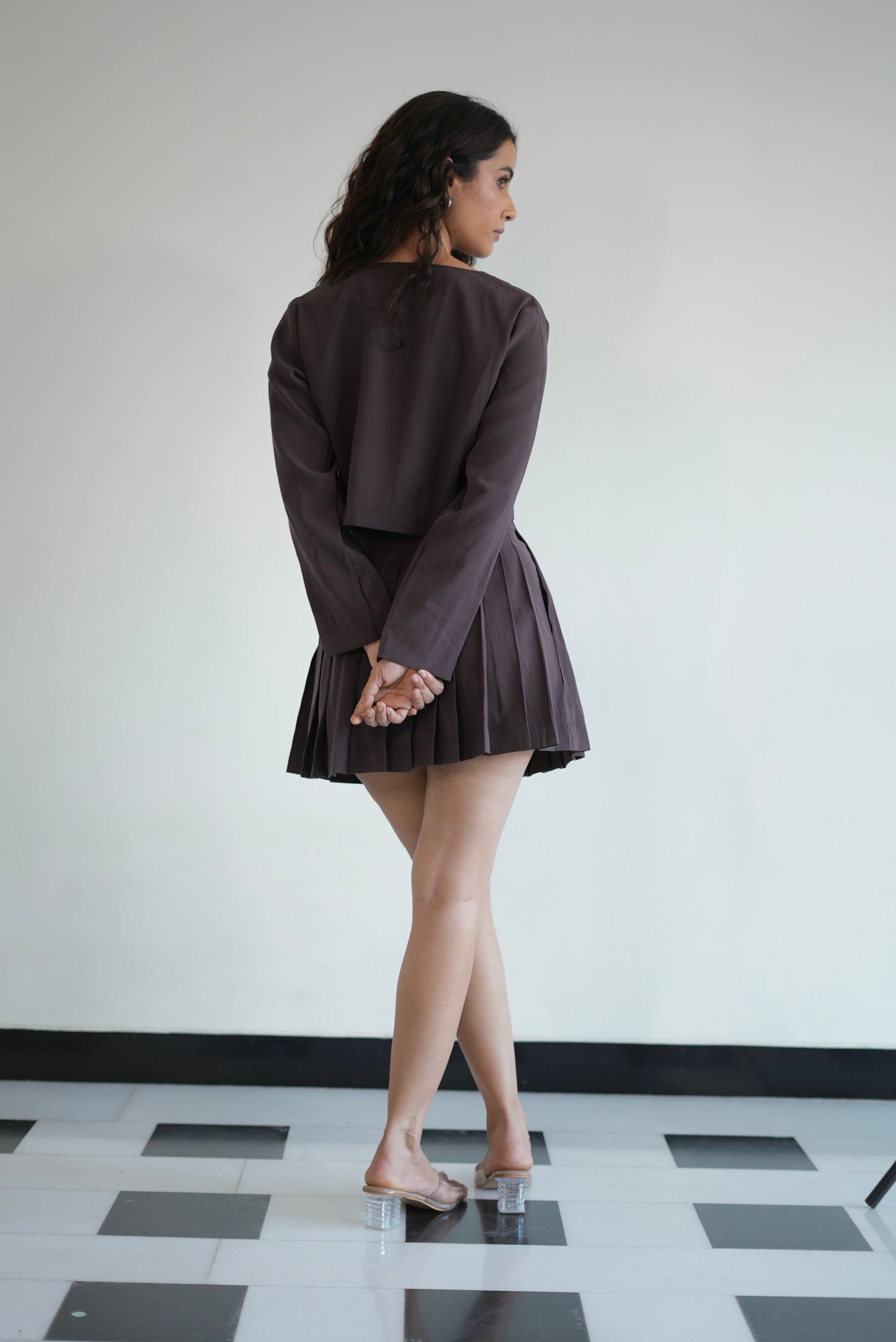 Soft Suede Mini Skirt Set