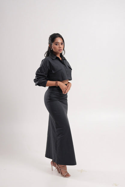 Slate Grey Skirt Set