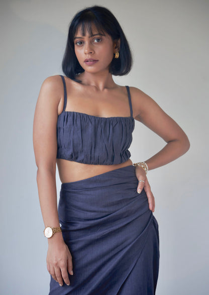 Dusky Blue Wrap Skirt