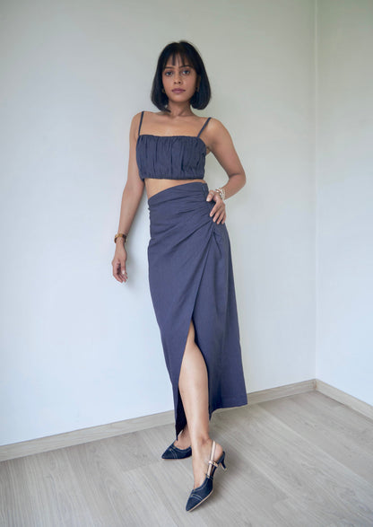 Dusky Blue Skirt Set