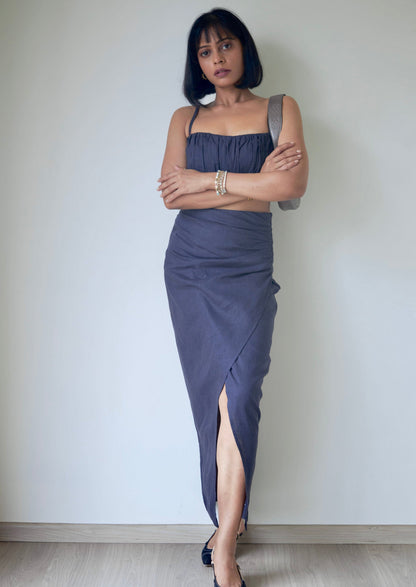 Dusky Blue Wrap Skirt