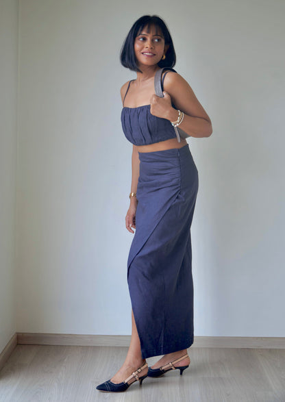 Dusky Blue Wrap Skirt