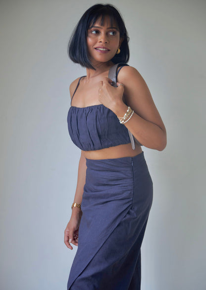 Dusky Blue Wrap Skirt