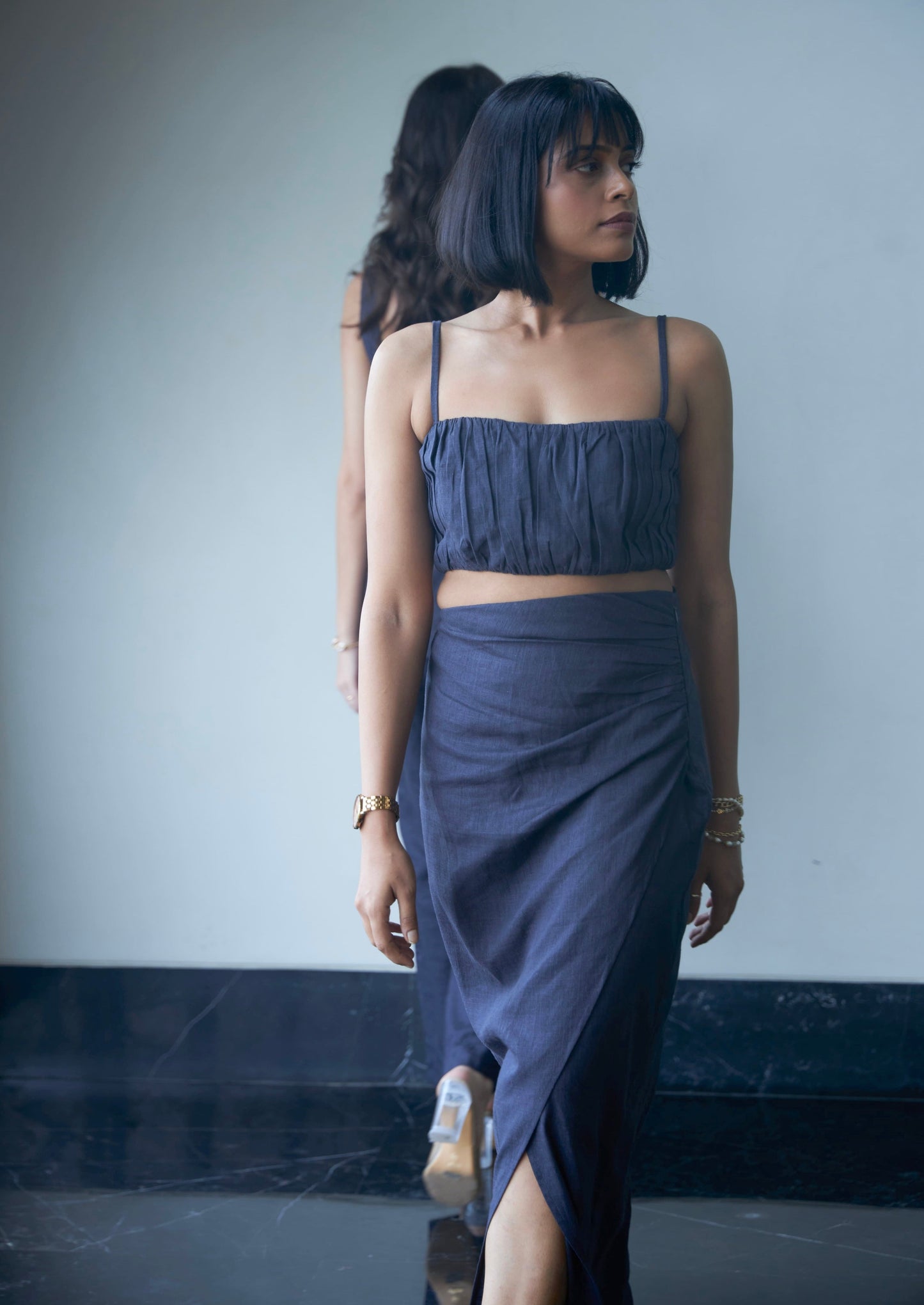 Dusky Blue Wrap Skirt