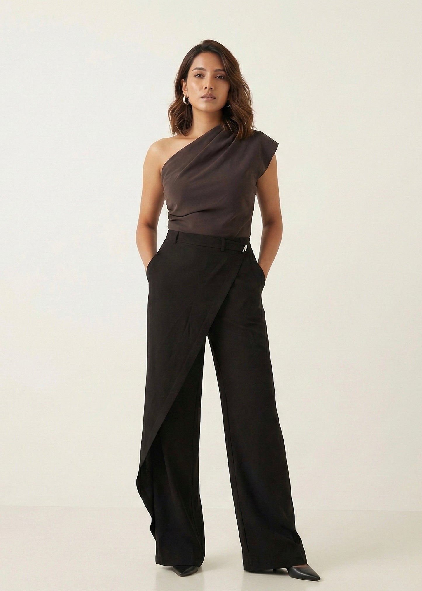 Charcoal Tailored Overlap Trousers