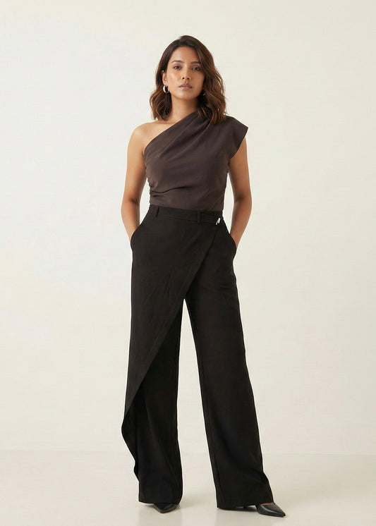 Charcoal Tailored Overlap Trousers
