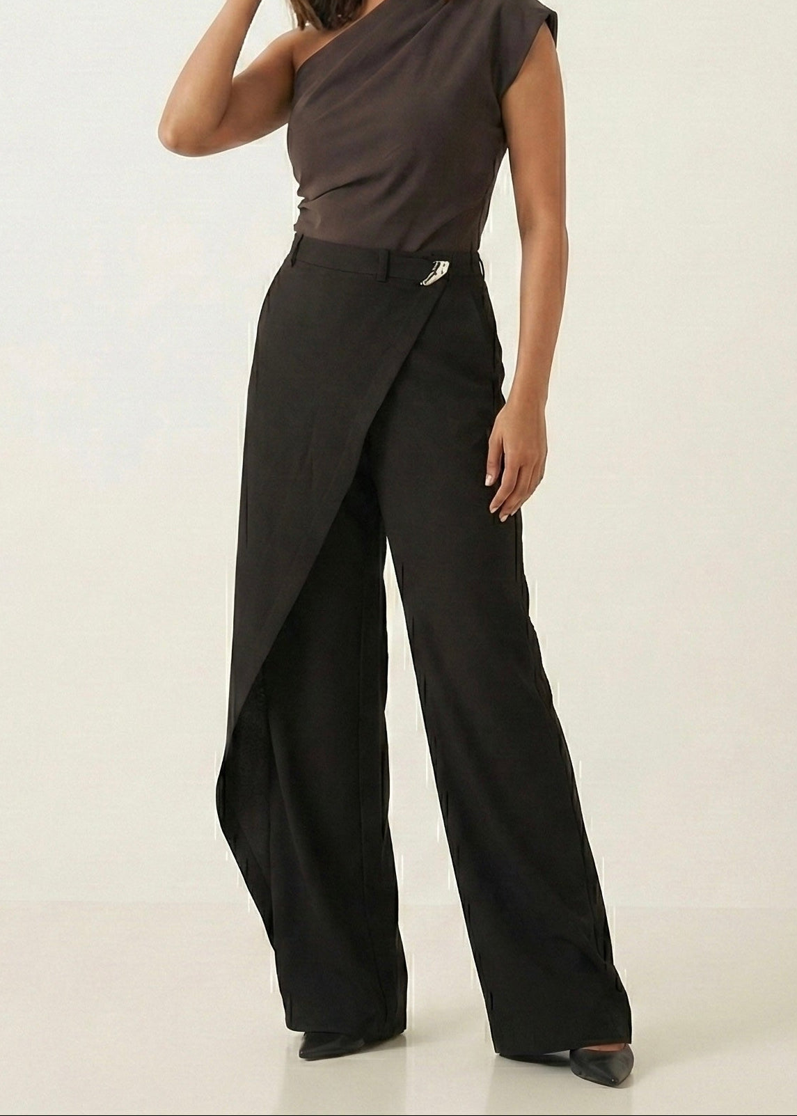 Charcoal Tailored Overlap Trousers