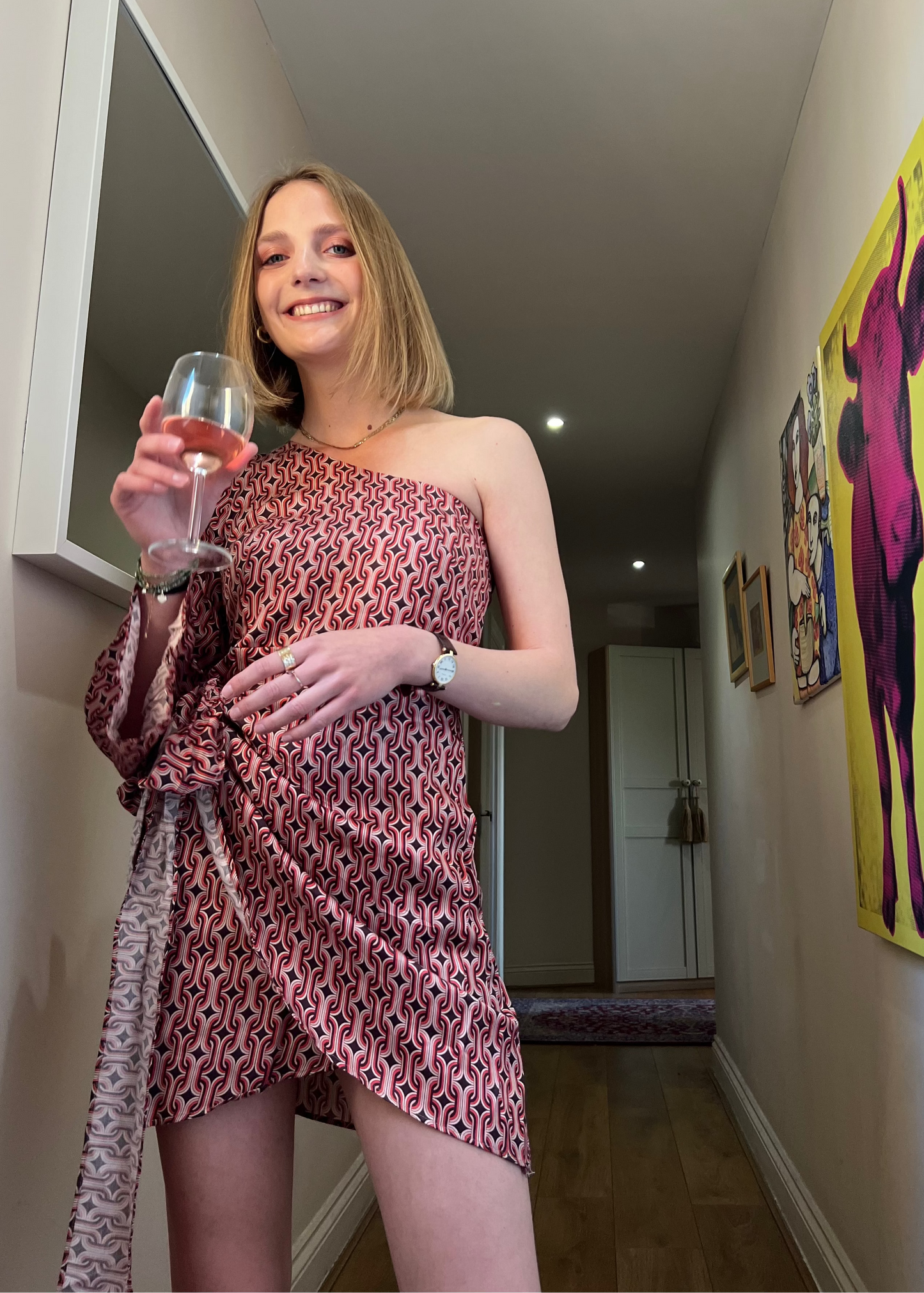 Rust Satin One Shoulder dress