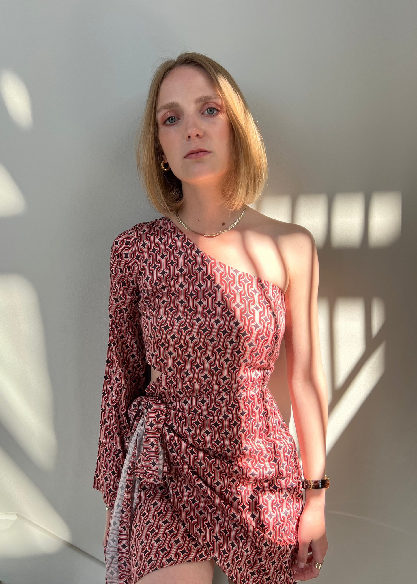 Rust Satin One Shoulder dress