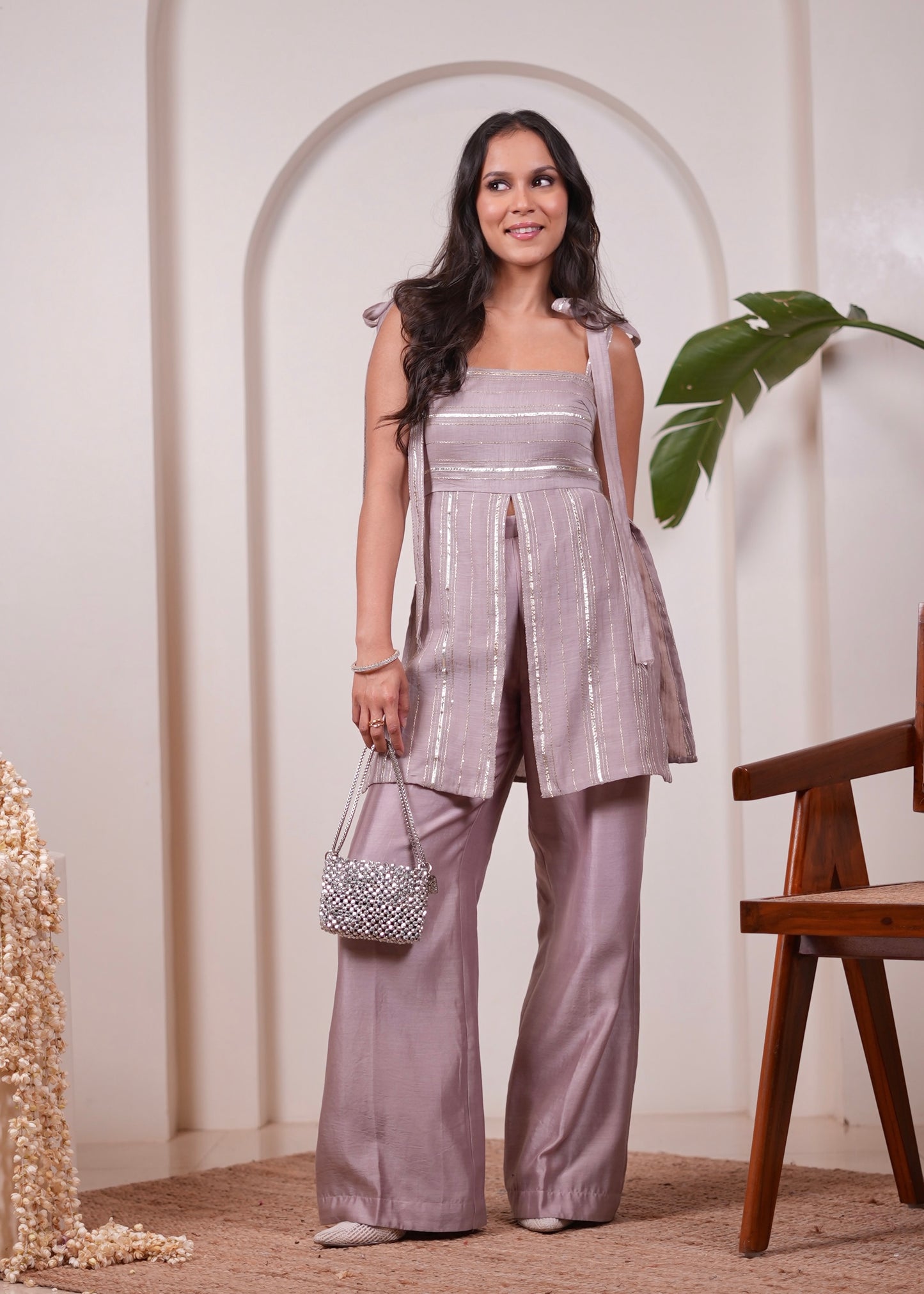 Gulzaar Grey Tie Up Set
