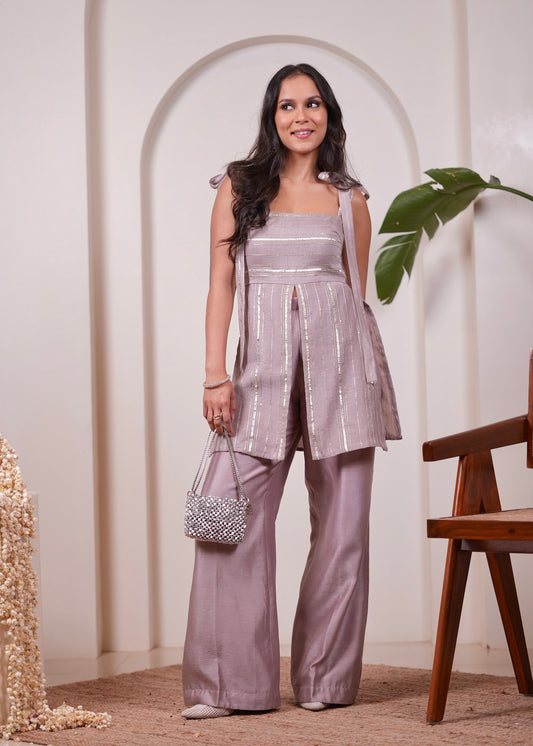 Gulzaar Grey Tie Up Set
