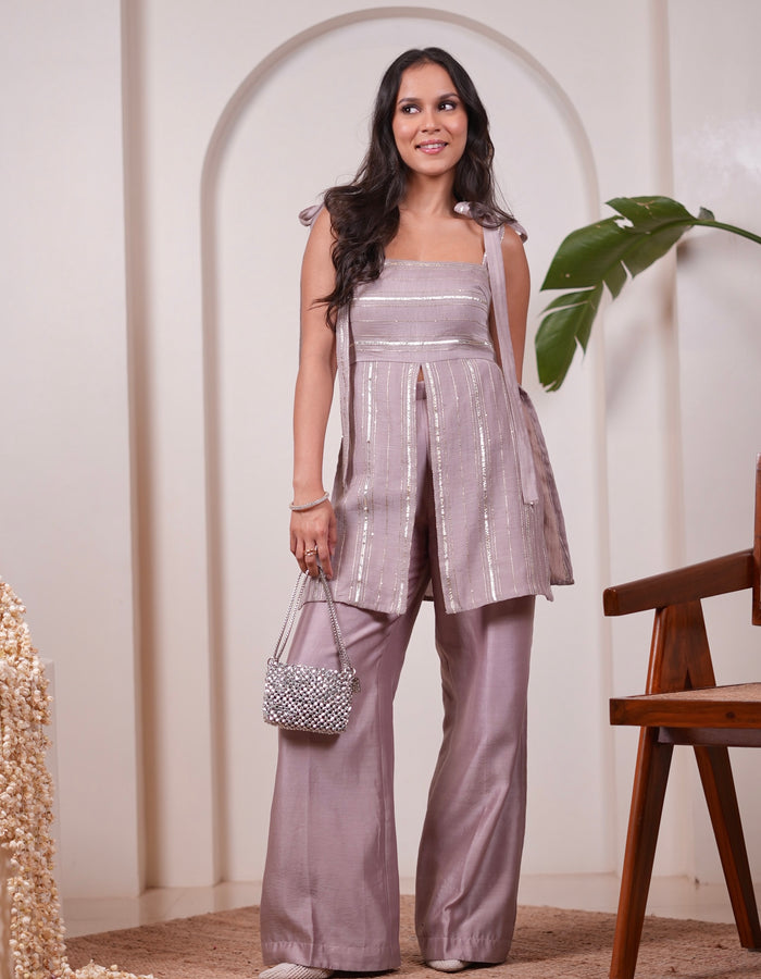 Gulzaar Grey Tie Up Set