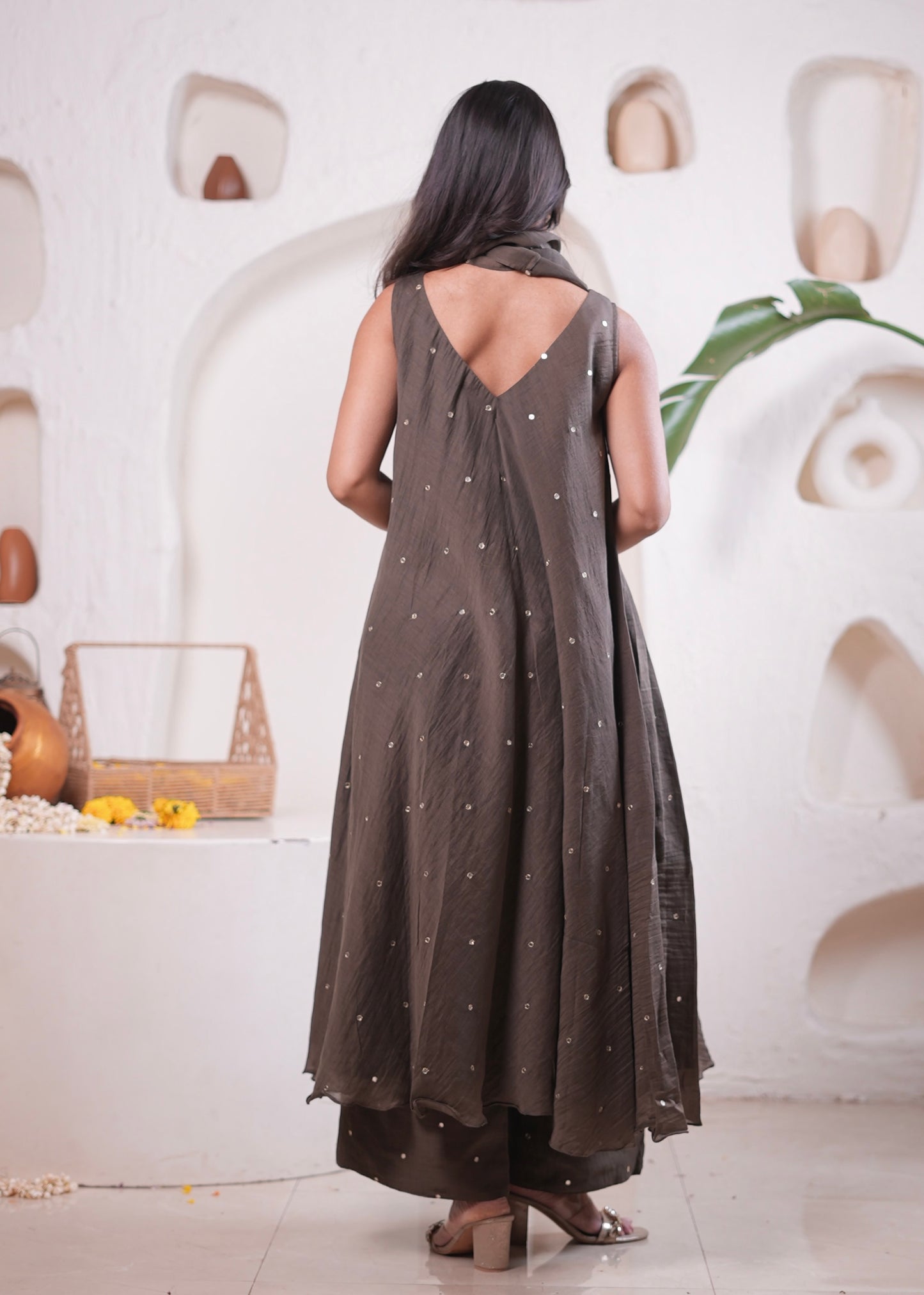 Olive Flared Kurta Set