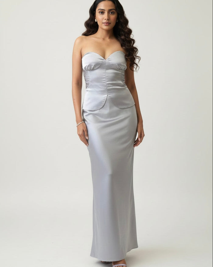 Silver Tulip Satin Set