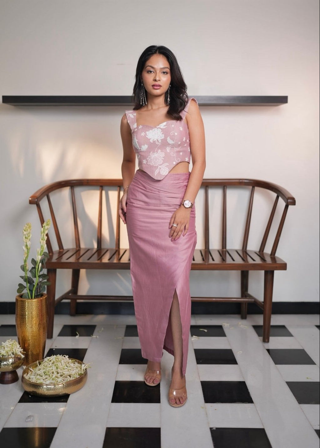 Dusty Rose Skirt/Pant Set