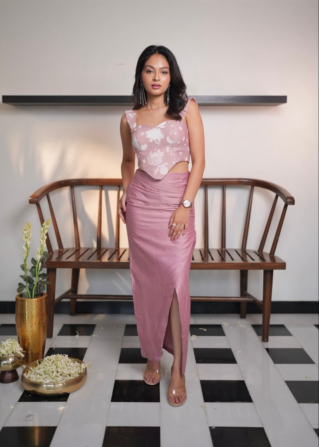 Dusty Rose Skirt/Pant Set