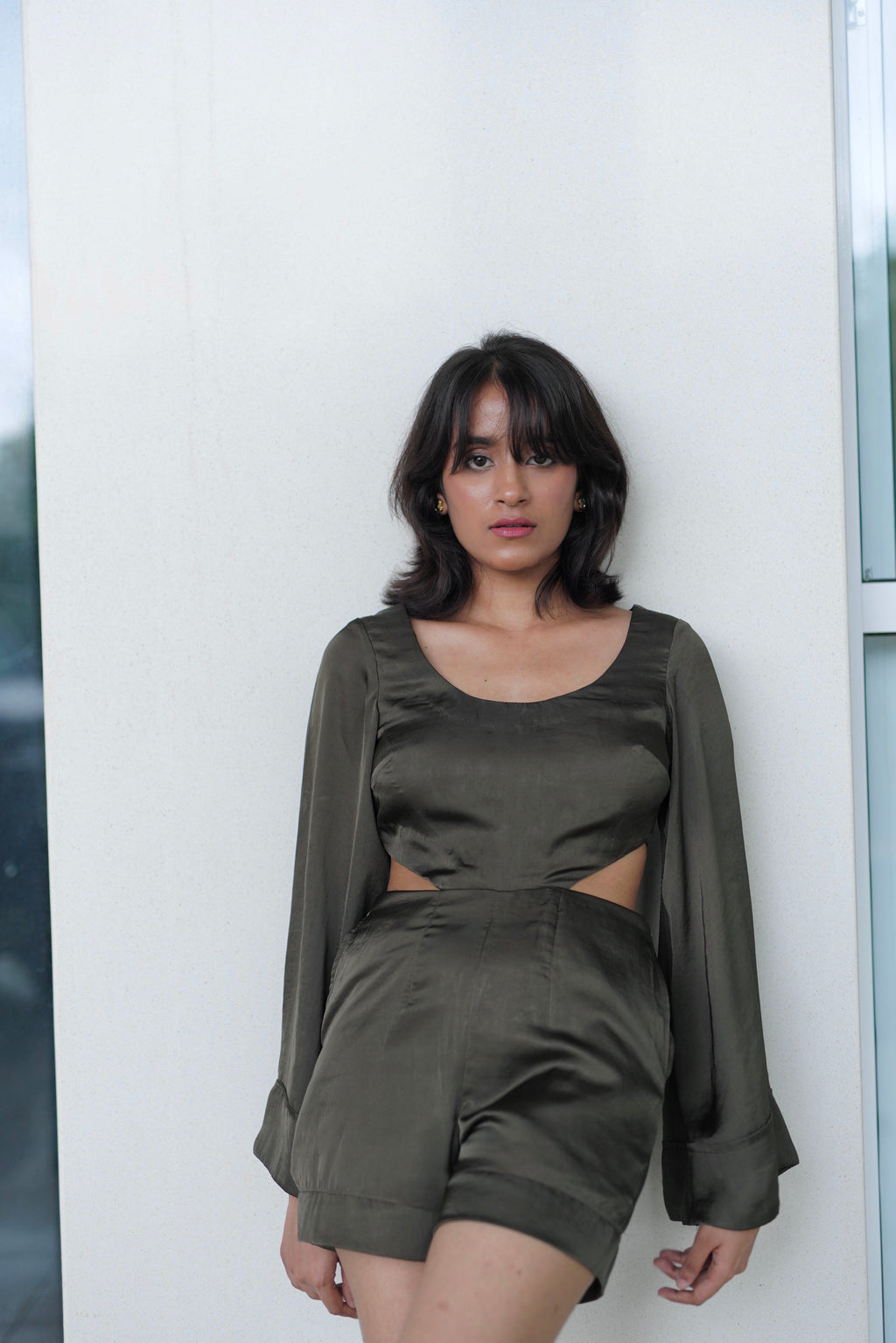 Moss Satin Romper